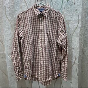 Tommy Hilfiger Button Down Shirt Mens Size M Burgundy Plaid Excellent Custom Fit
